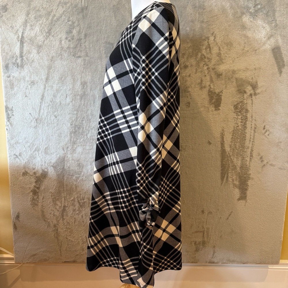 Plaid Academia Stretch Ruched Midi Dress Sz 4 - Picture 9 of 12